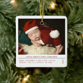Babys First Christmas  Birth Stats Announcement Keramisch Ornament
