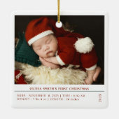 Babys First Christmas  Birth Stats Announcement Keramisch Ornament (Achterkant)