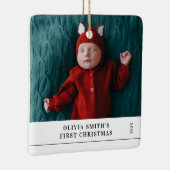 Babys First Christmas  Birth Stats Announcement  Keramisch Ornament (Rechts)