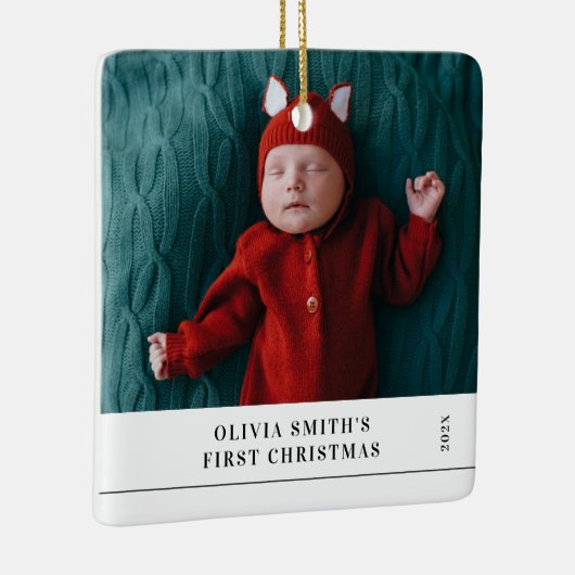 Babys First Christmas  Birth Stats Announcement  Keramisch Ornament (Rechts)