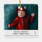 Babys First Christmas  Birth Stats Announcement  Keramisch Ornament (Voorkant)