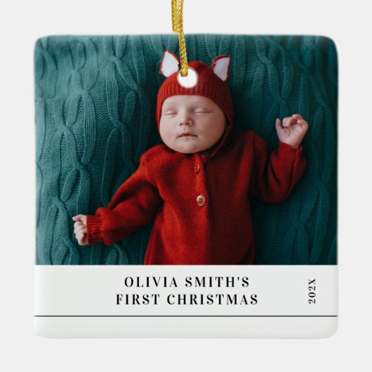 Babys First Christmas  Birth Stats Announcement  Keramisch Ornament (Voorkant)