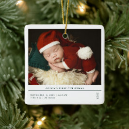 Babys First Christmas  Birth Stats Announcement Keramisch Ornament