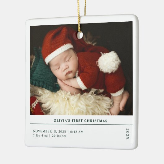Babys First Christmas  Birth Stats Announcement Keramisch Ornament (Links)