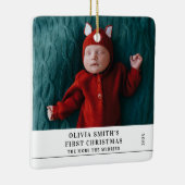 Babys First Christmas  Birth Stats Announcement  Keramisch Ornament (Rechts)