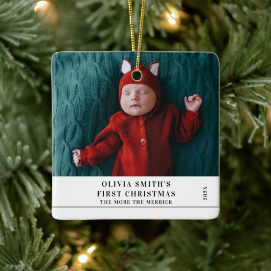 Babys First Christmas  Birth Stats Announcement  Keramisch Ornament (Boom)
