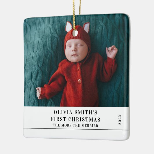 Babys First Christmas  Birth Stats Announcement  Keramisch Ornament (Links)