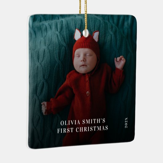 Babys First Christmas Birth Stats Announcement Keramisch Ornament (Rechts)