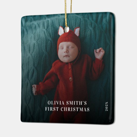 Babys First Christmas Birth Stats Announcement Keramisch Ornament (Links)