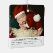 Babys First Christmas Birth Stats Announcement Keramisch Ornament (Rechts)