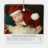 Babys First Christmas Birth Stats Announcement Keramisch Ornament (Achterkant)