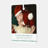 Babys First Christmas Birth Stats Announcement Metalen Ornament (Voorkant links)