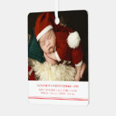 Babys First Christmas  Birth Stats Announcement Metalen Ornament (Voorkant links)