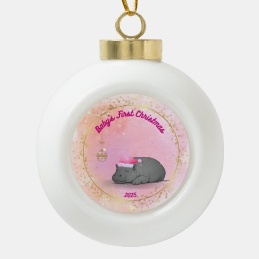 Baby's First Christmas - Ceramic Hippo Ornament (Voorkant)