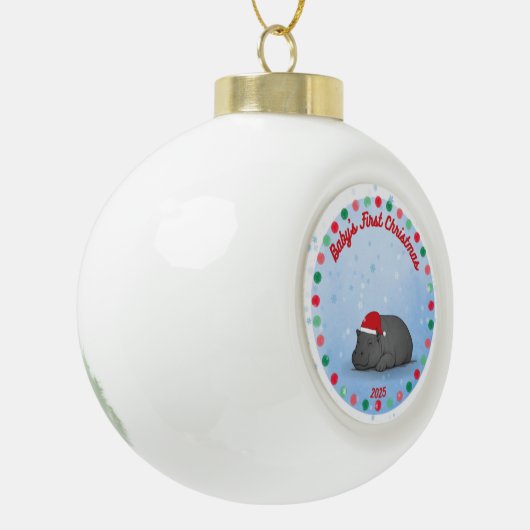 Baby's First Christmas - Ceramic Hippo Ornament (Links)