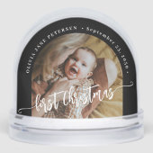 Baby's first Christmas custom 2 photo personalized Sneeuwbol (Voorkant)