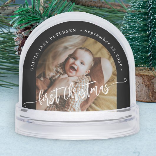 Baby's first Christmas custom 2 photo personalized Sneeuwbol