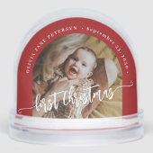 Baby's first Christmas custom 2 photo personalized Sneeuwbol (Voorkant)