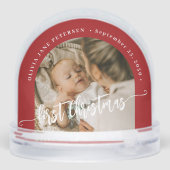 Baby's first Christmas custom 2 photo personalized Sneeuwbol (Achterkant)