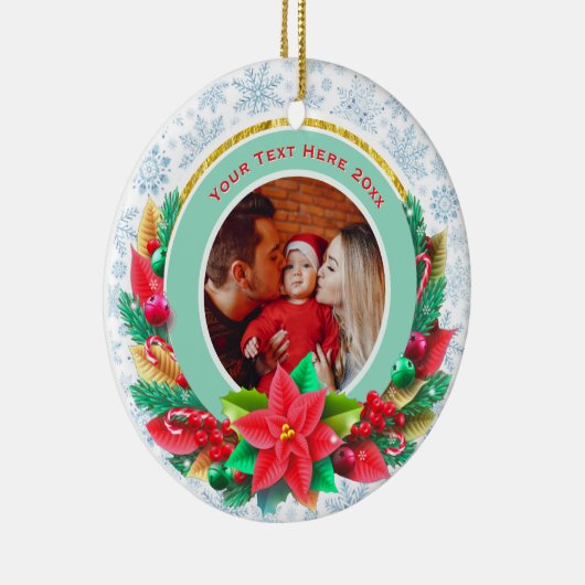 Baby's First Christmas Custom Name Photo Keepsake Keramisch Ornament (Rechts)