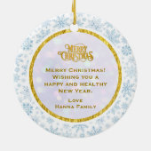 Baby's First Christmas Custom Name Photo Keepsake Keramisch Ornament (Achterkant)