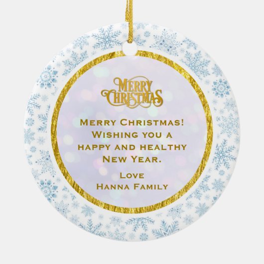 Baby's First Christmas Custom Name Photo Keepsake Keramisch Ornament (Achterkant)