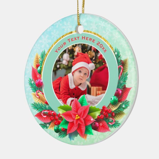 Baby's First Christmas Custom Name Photo Keepsake Keramisch Ornament (Links)