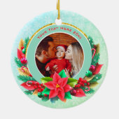 Baby's First Christmas Custom Name Photo Keepsake Keramisch Ornament (Achterkant)