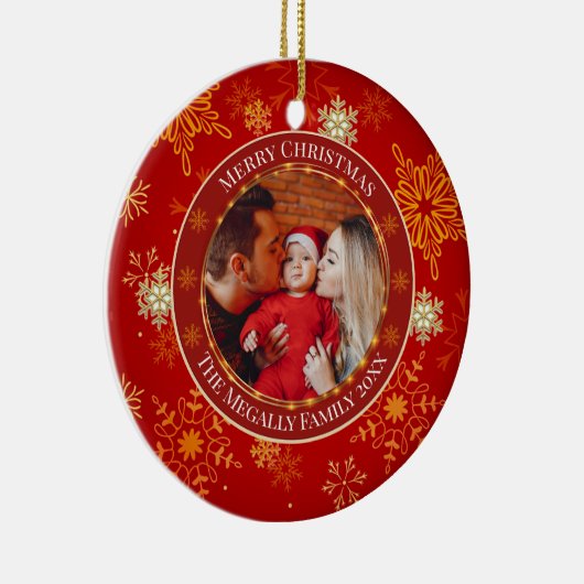 Baby's First Christmas Custom Name Photo Keepsake Keramisch Ornament (Rechts)