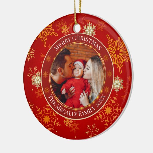 Baby's First Christmas Custom Name Photo Keepsake Keramisch Ornament (Links)