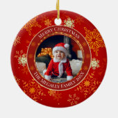 Baby's First Christmas Custom Name Photo Keepsake Keramisch Ornament (Achterkant)