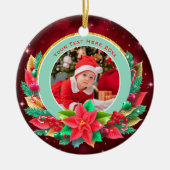 Baby's First Christmas Custom Name Photo Keepsake Keramisch Ornament (Voorkant)