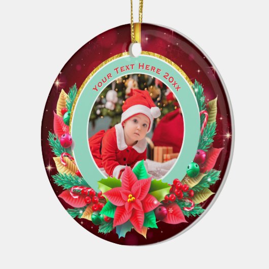 Baby's First Christmas Custom Name Photo Keepsake Keramisch Ornament (Links)