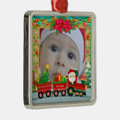 Baby's First Christmas Custom Name Photo Keepsake Metalen Ornament (Rechts)