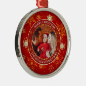 Baby's First Christmas Custom Name Photo Keepsake Metalen Ornament (Rechts)