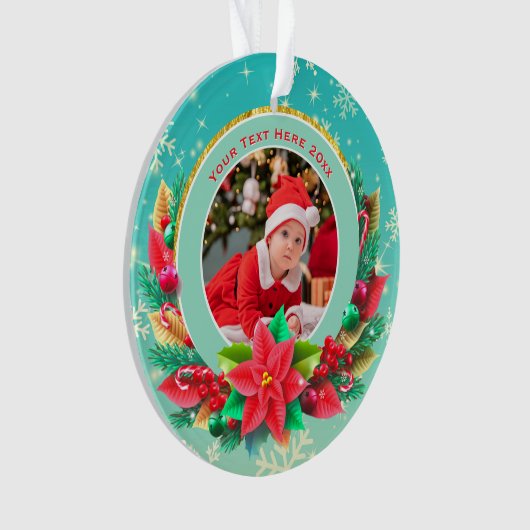 Baby's First Christmas Custom Name Photo Keepsake Ornament (voorkant)