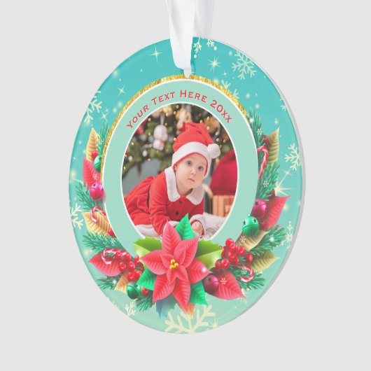 Baby's First Christmas Custom Name Photo Keepsake Ornament (voorkant)