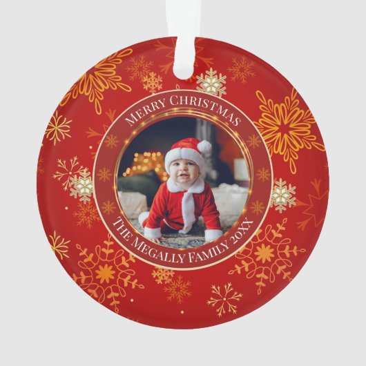 Baby's First Christmas Custom Name Photo Keepsake Ornament (achterkant)