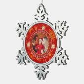 Baby's First Christmas Custom Name Photo Keepsake Tin Sneeuwvlok Ornament (Rechts)