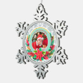 Baby's First Christmas Custom Name Photo Keepsake Tin Sneeuwvlok Ornament (Rechts)