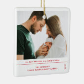 Babys First Christmas Family Birth Announcement Keramisch Ornament (Rechts)