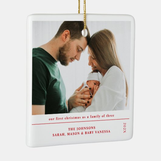 Babys First Christmas Family Birth Announcement Keramisch Ornament (Rechts)