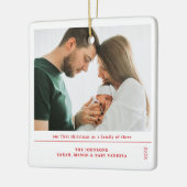Babys First Christmas Family Birth Announcement Keramisch Ornament (Links)