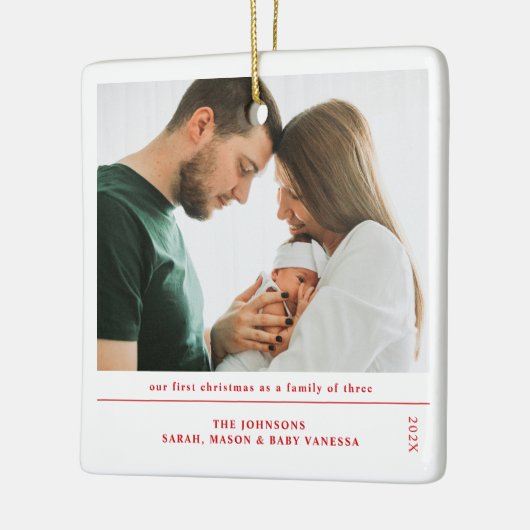 Babys First Christmas Family Birth Announcement Keramisch Ornament (Links)