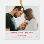 Babys First Christmas Family Birth Announcement Keramisch Ornament (Voorkant)