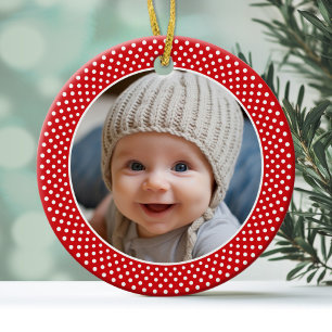 Baby's First Christmas - foto met naam op de rug Keramisch Ornament