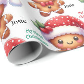 Baby's First Christmas Gingerbread Cookie Add Name Cadeaupapier (Rol Hoek)