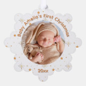 Baby's First Christmas Gold  Sparkle and year Ornament Kaart (Achterkant)