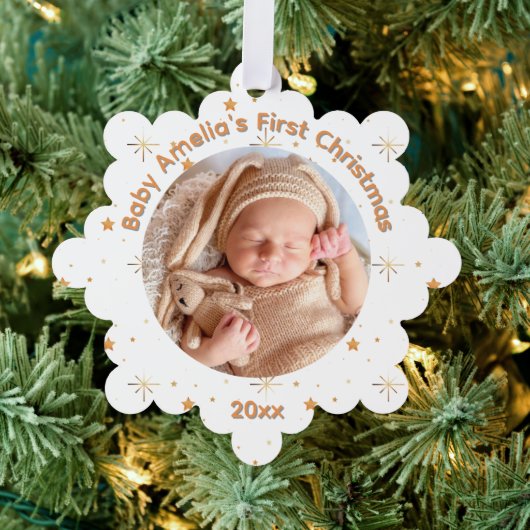Baby's First Christmas Gold  Sparkle and year Ornament Kaart (Insitu (Drie))