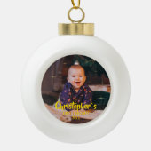 Babys First Christmas Gold Sparkle Stars Photo Keramische Bal Ornament (Voorkant)